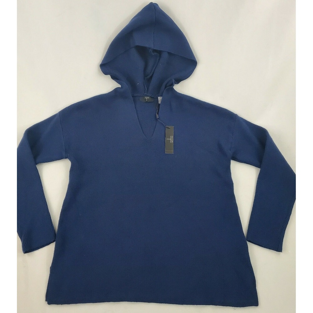 Tahari women sweater hoodie TH15314 241597 prussian blue navy sz S $98